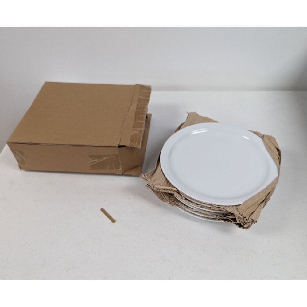Set 6 Oneida Buffalo Bright White F800 9" Narrow Rim Dinner Plate A-18
